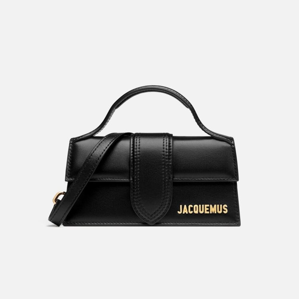 Jacquemus Le Bambino Black Smooth Calf Leather Handbag Gold Logo
